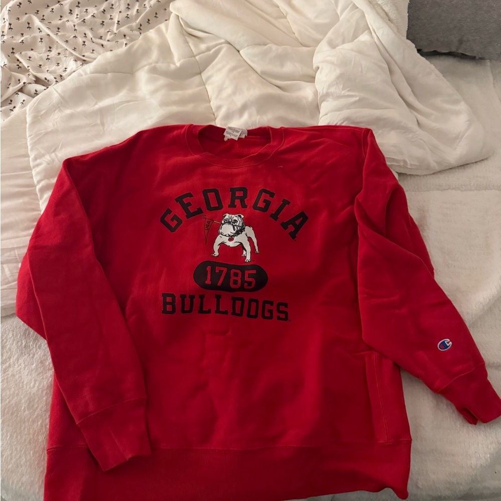 Champion Red Georgia Bulldogs Crewneck